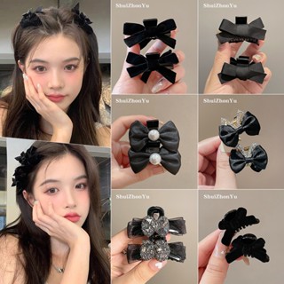 Kẹp Tóc Nơ Vải Nhung Đen Phong Cách Hàn Quốc Dễ Thương Thời Trang Thu Đông Cho Nữ