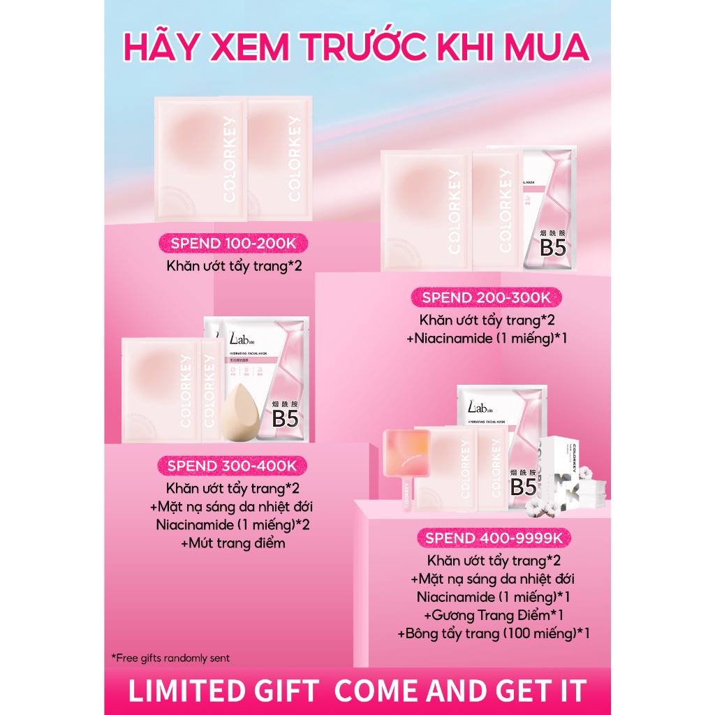 Bộ 4 son bùn nhung mịn COLORKEY lâu trôi phiên bản cánh bướm giới hạn 2g * 4