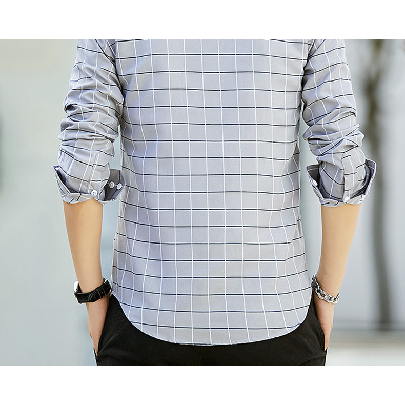 Áo Sơ Mi Nam Dài Tay Sọc Ca Rô Thời Trang