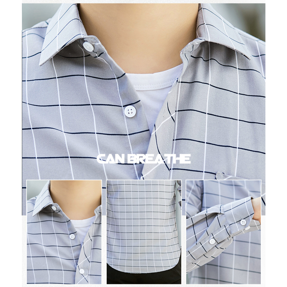 Áo Sơ Mi Nam Dài Tay Sọc Ca Rô Thời Trang