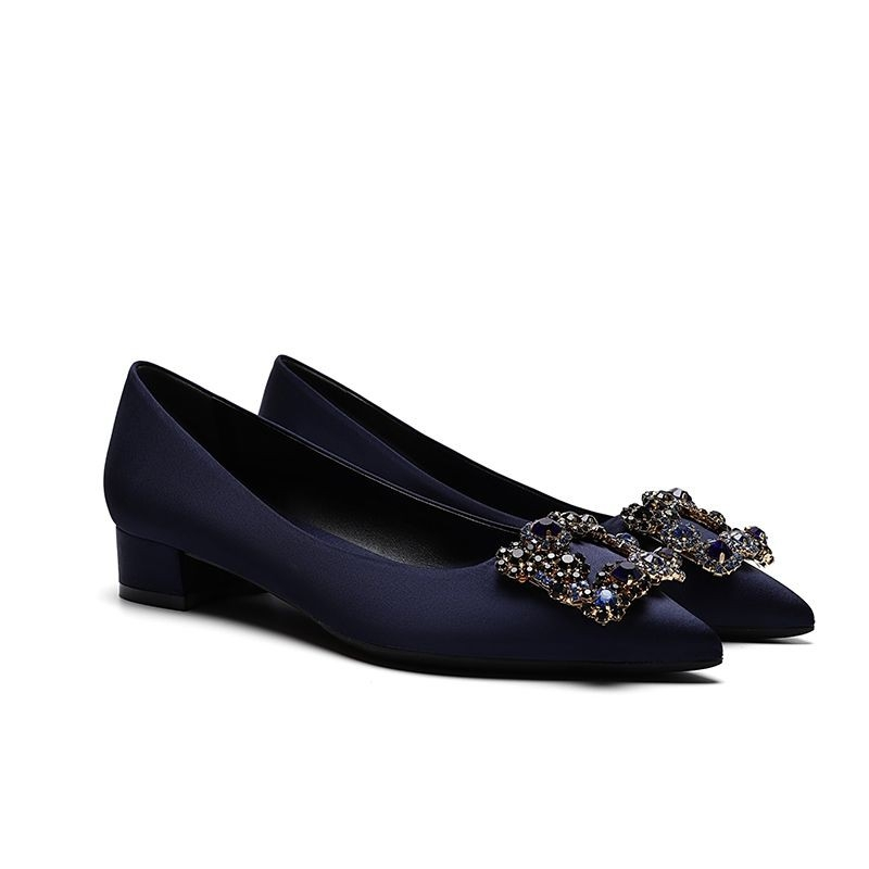 Giày cao gót rhinestone của phụ nữ Giày Cao Gót Cô Dâu Đính Đá Hình Hoa Tuyết Sang Trọng Quý Phái