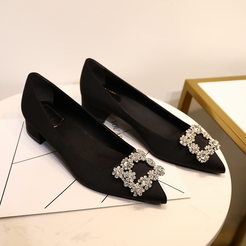 Giày cao gót rhinestone của phụ nữ Giày Cao Gót Cô Dâu Đính Đá Hình Hoa Tuyết Sang Trọng Quý Phái