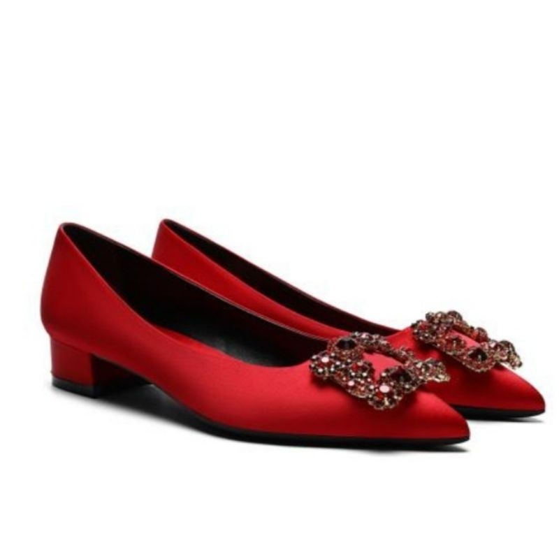 Giày cao gót rhinestone của phụ nữ Giày Cao Gót Cô Dâu Đính Đá Hình Hoa Tuyết Sang Trọng Quý Phái