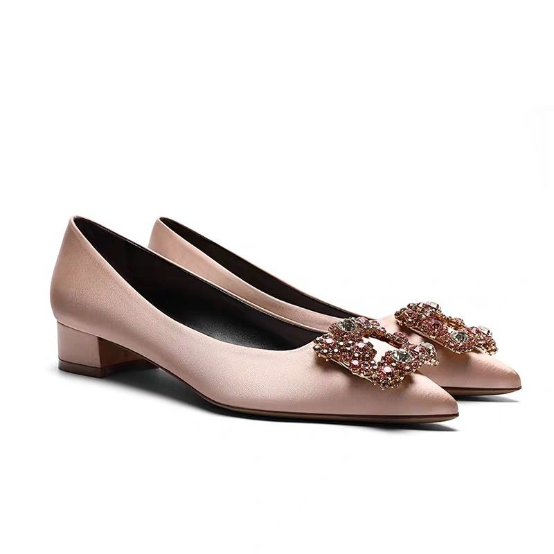 Giày cao gót rhinestone của phụ nữ Giày Cao Gót Cô Dâu Đính Đá Hình Hoa Tuyết Sang Trọng Quý Phái