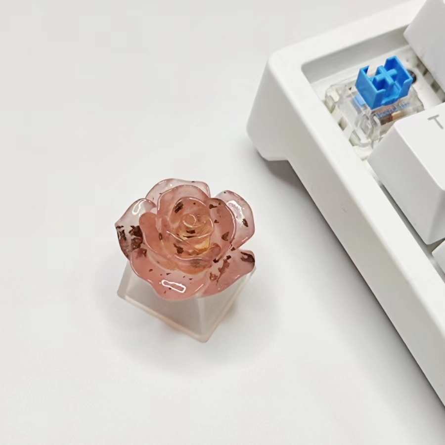 Bàn Phím Cơ handmade Trong Suốt Hình Hoa Hồng