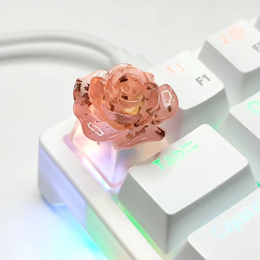 Bàn Phím Cơ handmade Trong Suốt Hình Hoa Hồng