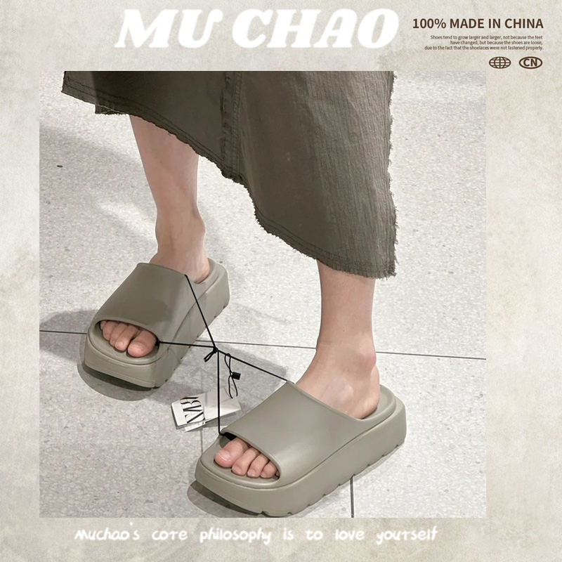 Muchao Dép Sandal Đế Bằng Dày Dặn Thắt Nơ Xinh Xắn Thời Trang Cho Nữ