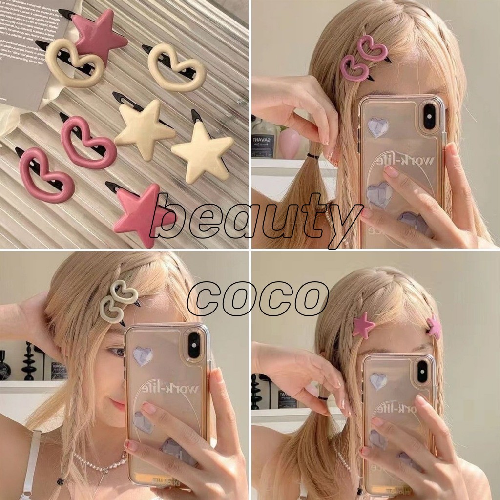 beautycoco🍊Kẹp Tóc Mái Hình Ngôi Sao và Trái Tim Dễ Thương Phong Cách Hàn Quốc Dành Cho Nữ