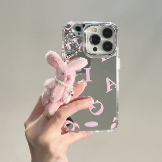 Huiwanju Ốp Điện Thoại Tráng Gương Hình Thỏ Hồng Cho iphone 15 promax phone case 13 pro 12 11 promax xl
