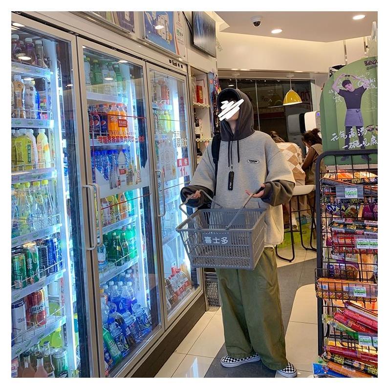 Áo Hoodie Giả Hai Lớp Dáng Rộng Thời Trang Thu Đông Cho Nam