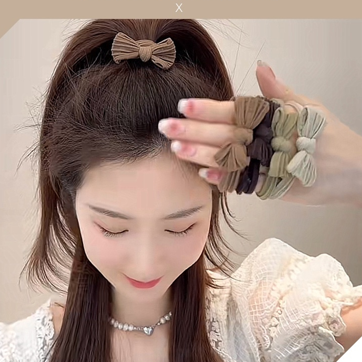 Miu🔮Dây buộc tóc co giãn phối nơ ruy băng thời trang thu đông phong cách Hàn Quốc cho nữ