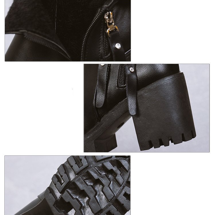 Giày boot nữ IELGY cao gót mũi nhọn có khóa kéo thời trang thu đông cho nữ