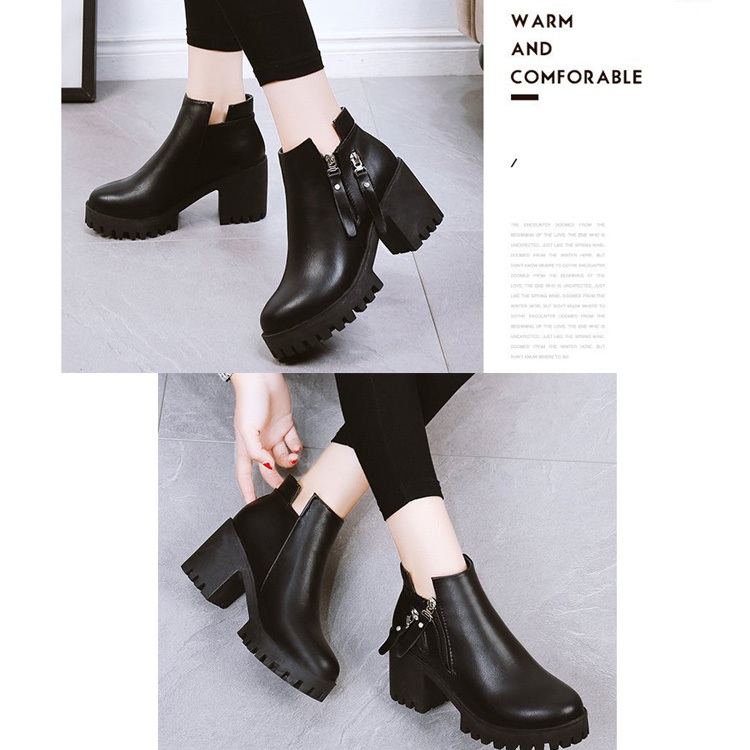 Giày boot nữ IELGY cao gót mũi nhọn có khóa kéo thời trang thu đông cho nữ