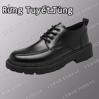 SHANMUSENLIN Giày đốc nam da mềm, Giày da nam buộc dây đế cao khâu thanh lịch chống trơnGiày nam Thể thao Thư giãn Thời trang