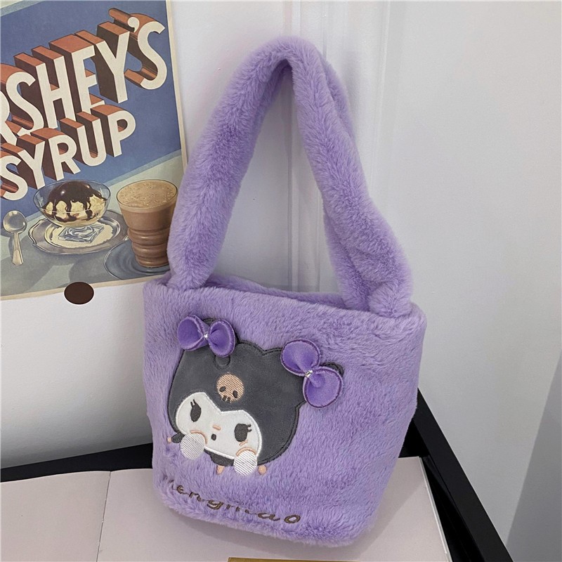 Moweikaidi Túi Đeo Vai Hình Vuông Phủ Lông Họa Tiết Hoạt Hình Phong Cách Nhật Bản Dễ Thương Cho Nữ