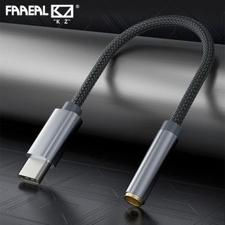 Faaeal KZ AM01 DAC Cáp Type-C Sang 3.5mm Bộ Chuyển Đổi Âm Thanh 32bit / 384kHz Hi-Fi DAC + IC Khuếch Đại Tai Nghe Chip Kép Cáp Âm Thanh Cho Tai Nghe KZ