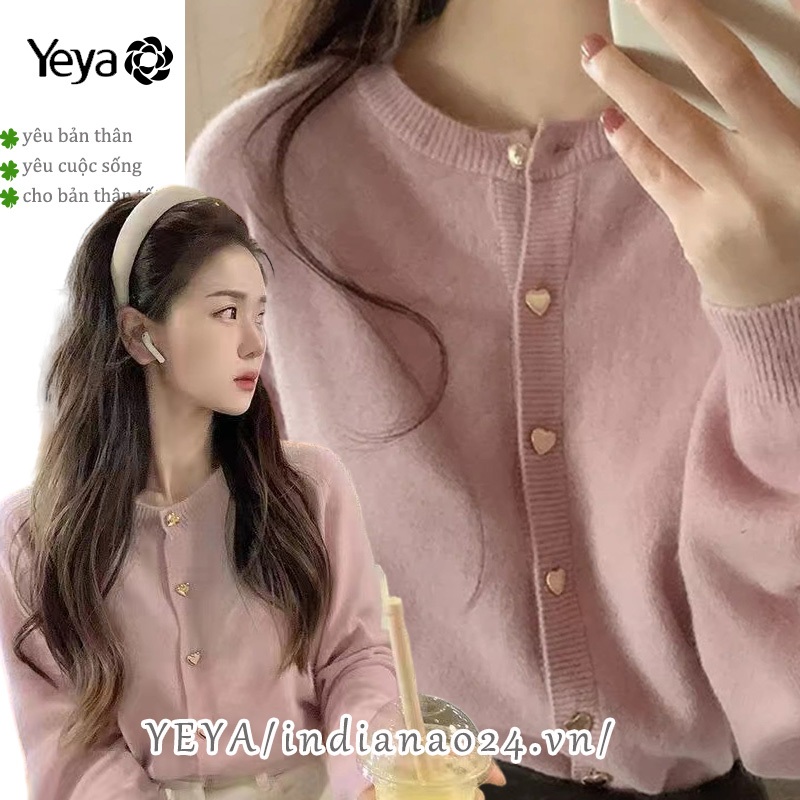 Áo Khoác cardigan Dệt Kim Mềm Mại Dáng Rộng Ngắn Cổ Tròn Màu Hồng Thời Trang Thu Đông Phong Cách Hàn Quốc Dành Cho Bạn Nữ