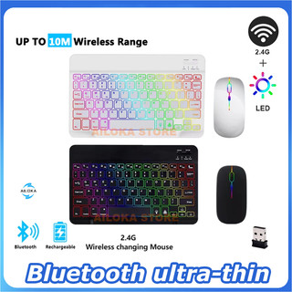 7 / 10 inch RGB Bộ Bàn Phím bluetooth Không Dây Có Đèn Nền Sạc Lại Được Cho For ipad / laptop / Điện Thoại For iPad For Samsung Galaxy Rechargeable Silent Backlit Wireless Bluetooth Tablet Keyboard / Mouse