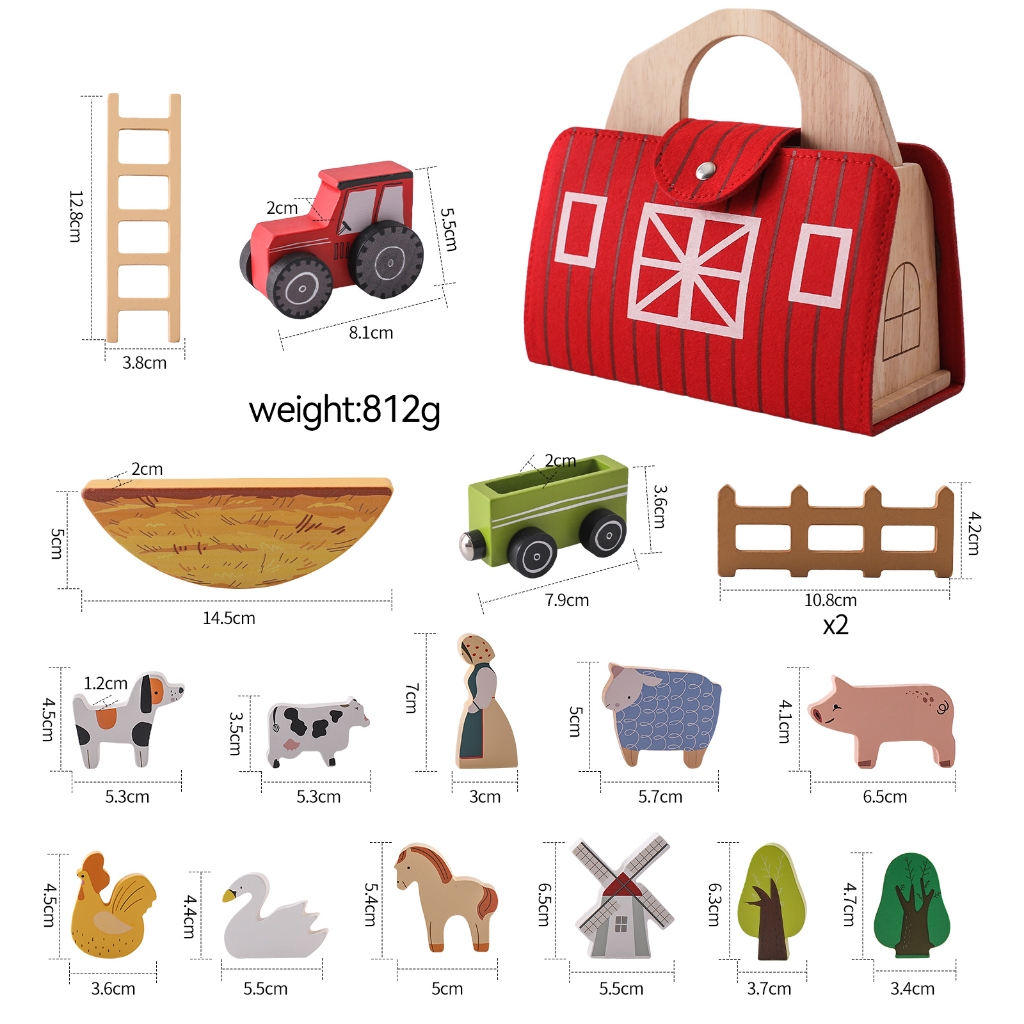 Đồ Chơi barn Giả Đa Chức Năng Hình Động Vật Màu Đỏ Cho Trẻ Em