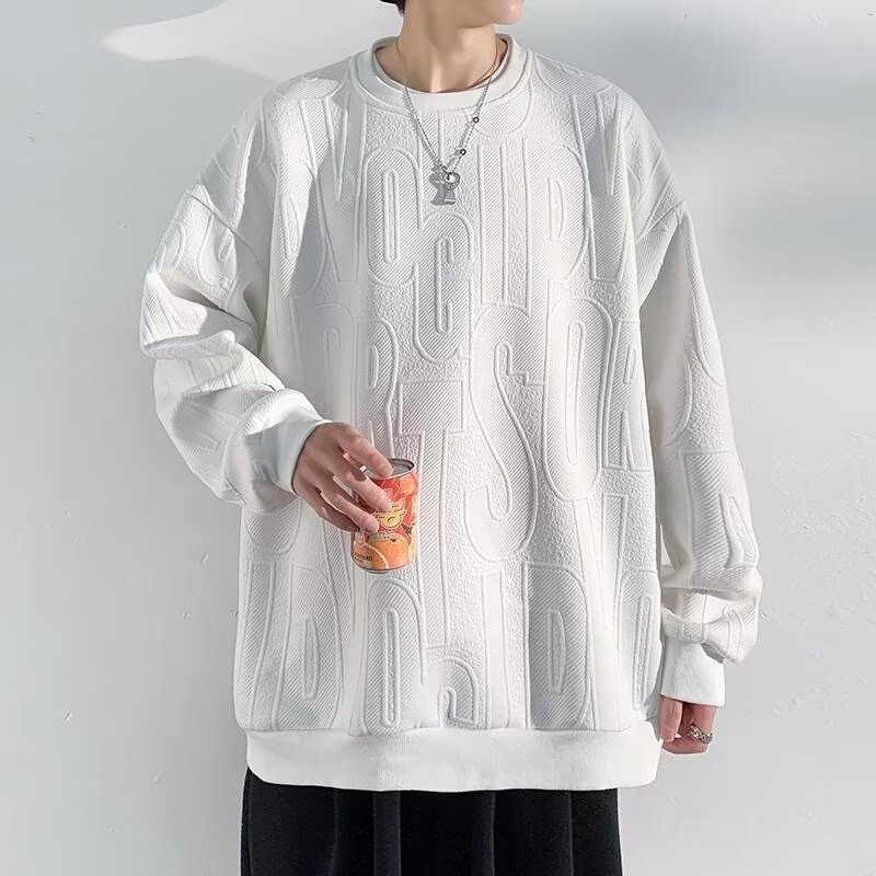 Giảm Giá Siêu Lớn Áo hoodie Màu Kem Dập Nổi Chữ 3d Màu Trơn Thoải Mái Thời Trang Mùa Thu Chất Lượng Cao Thoải Mái Cho Nam
