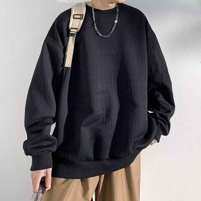 Giảm Giá Siêu Lớn Áo hoodie Màu Kem Dập Nổi Chữ 3d Màu Trơn Thoải Mái Thời Trang Mùa Thu Chất Lượng Cao Thoải Mái Cho Nam