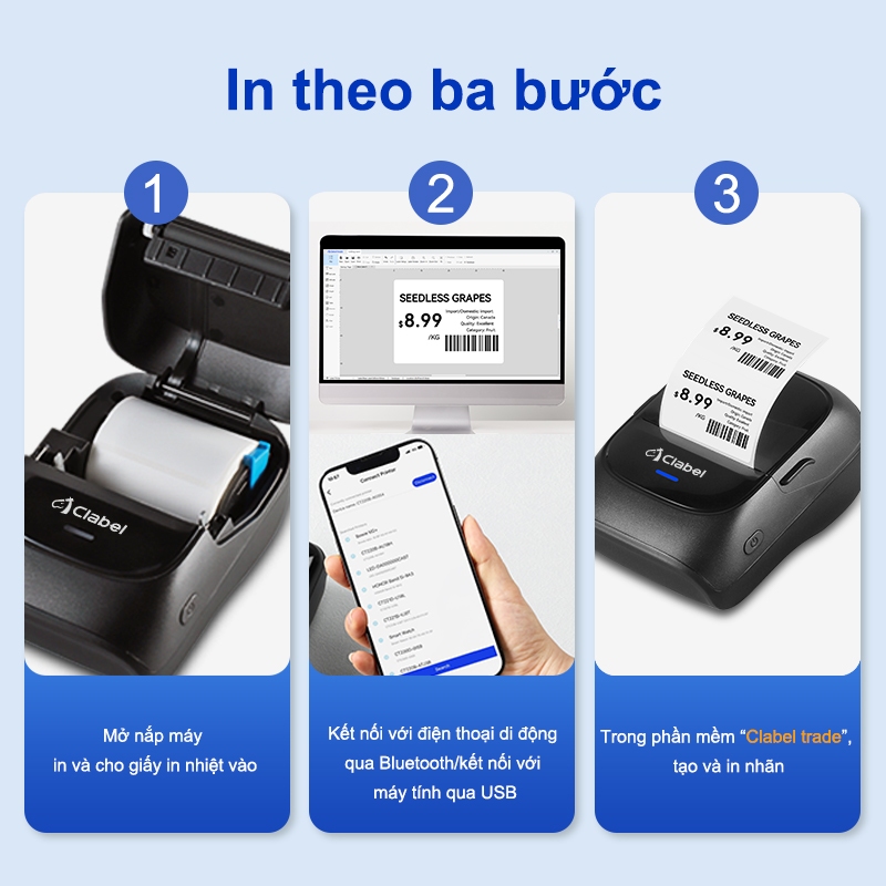 Máy in, Máy in nhãn nhiệt, Máy in nhãn, Máy in nhãn mini có kết nối Bluetooth cho Android/ iOS