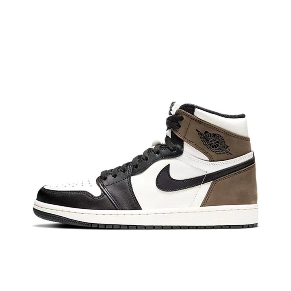 Giày thể thao nam Air Jordan 1 Retro High "Dark Mocha" Small Barb Retro Giày bóng rổ nam và nữ Cùng màu đen Mocha giày thể thao