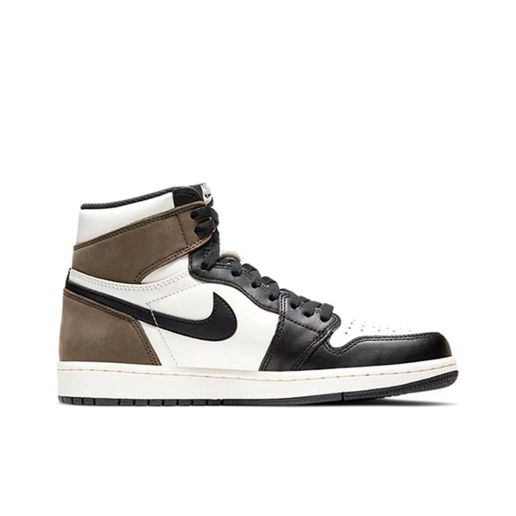 Giày thể thao nam Air Jordan 1 Retro High "Dark Mocha" Small Barb Retro Giày bóng rổ nam và nữ Cùng màu đen Mocha giày thể thao