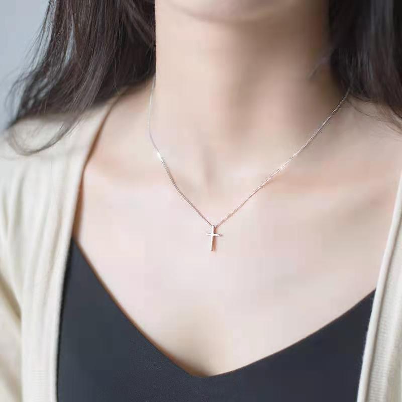 Dây chuyền mạ bạc 925 mặt thánh giá đơn giản thời trang