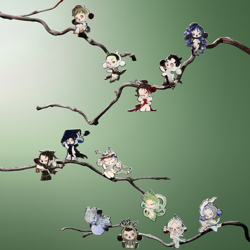 Huy hiệu POP MART phong cách SKULLPANDA The Ink Plum Blossom - ngẫu nhiên
