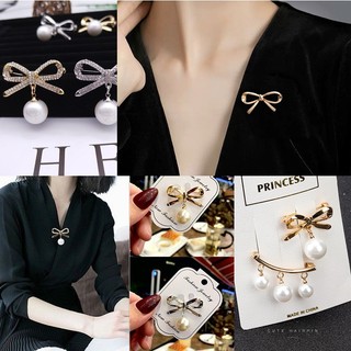 Trâm cài áo hình nơ đính ngọc trai cao cấp đa năng