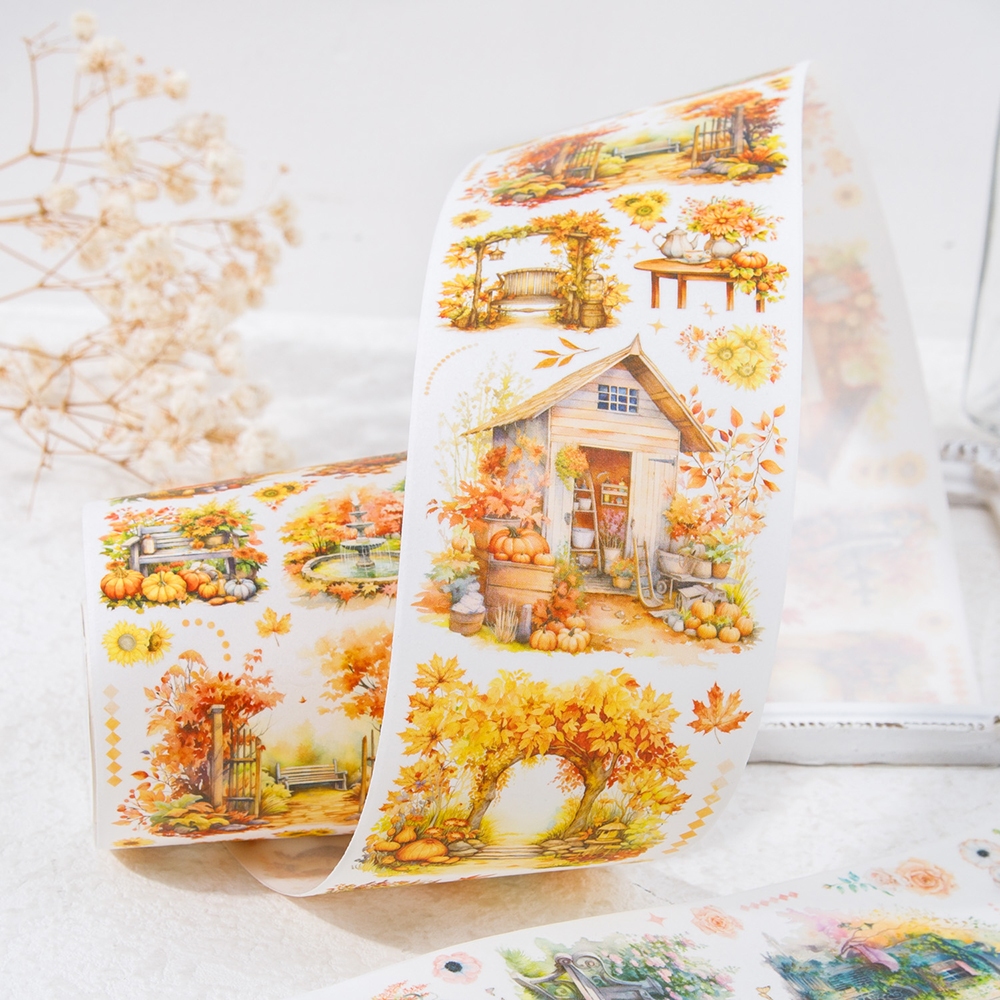 Mr. Paper 200cm/cuộn washi Băng keo Phong cách văn nghệ Cảnh quan vườn bốn mùa Băng keo Sáng tạo tài khoản Nền video dán DIY cup Phong bì trang trí Băng keo