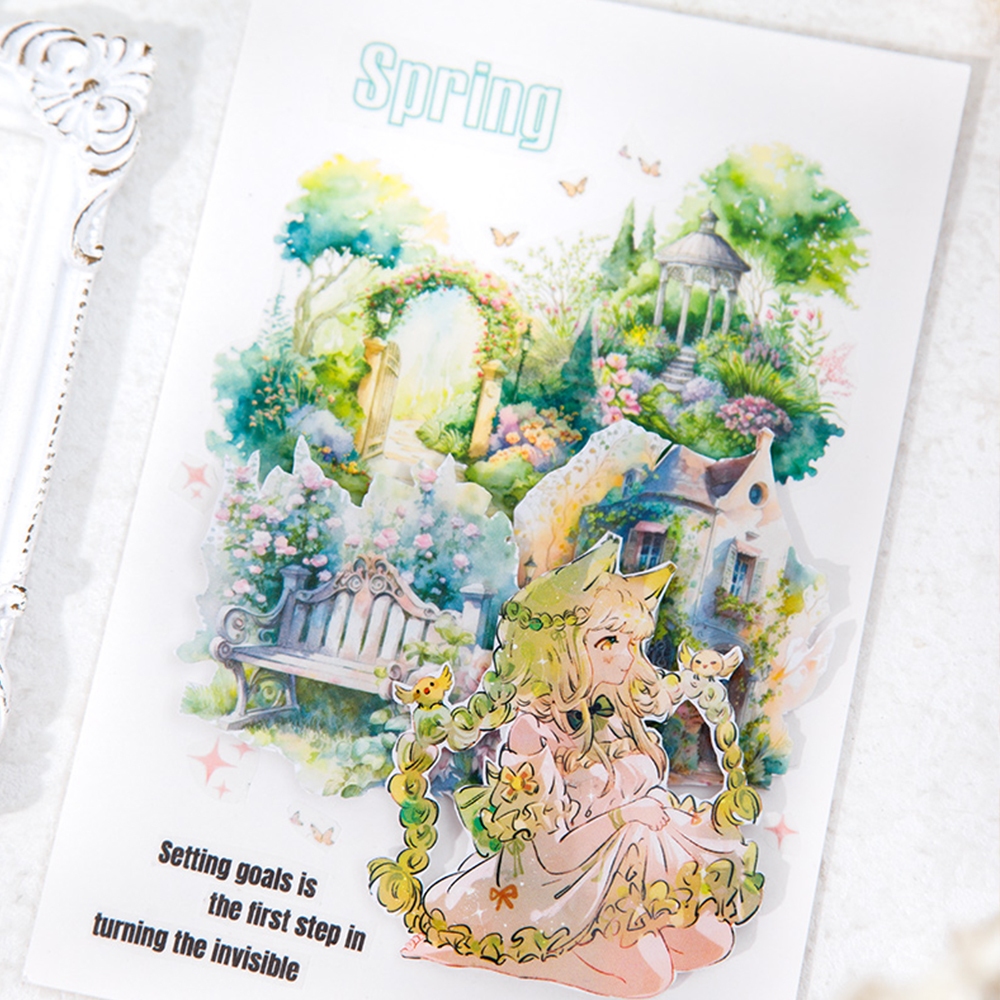 Mr. Paper 200cm/cuộn washi Băng keo Phong cách văn nghệ Cảnh quan vườn bốn mùa Băng keo Sáng tạo tài khoản Nền video dán DIY cup Phong bì trang trí Băng keo