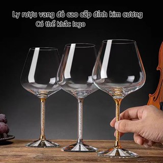 (Có thể khắc logo) Ly rượu vang đỏ 460ML đính kim cương, ly pha lê gia đình cao cấp, ly champagne dát vàng lá, ly uống bia tiệc cưới, ly rượu đỏ tía dự tiệc