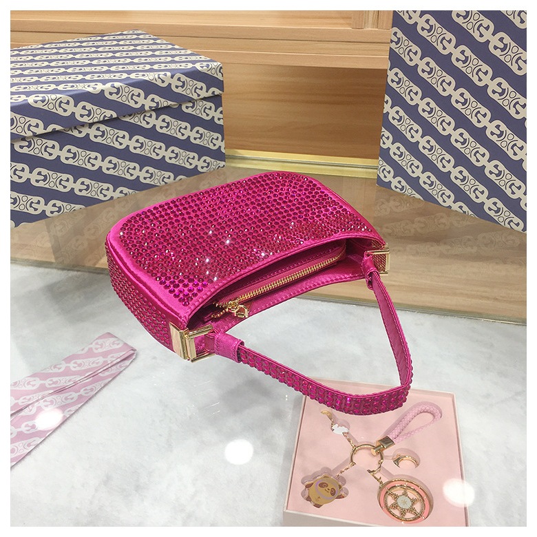 Túi Xách Đeo Vai Vải satin Đính Kim Cương Giả Lấp Lánh Sang Trọng Cho Nữ