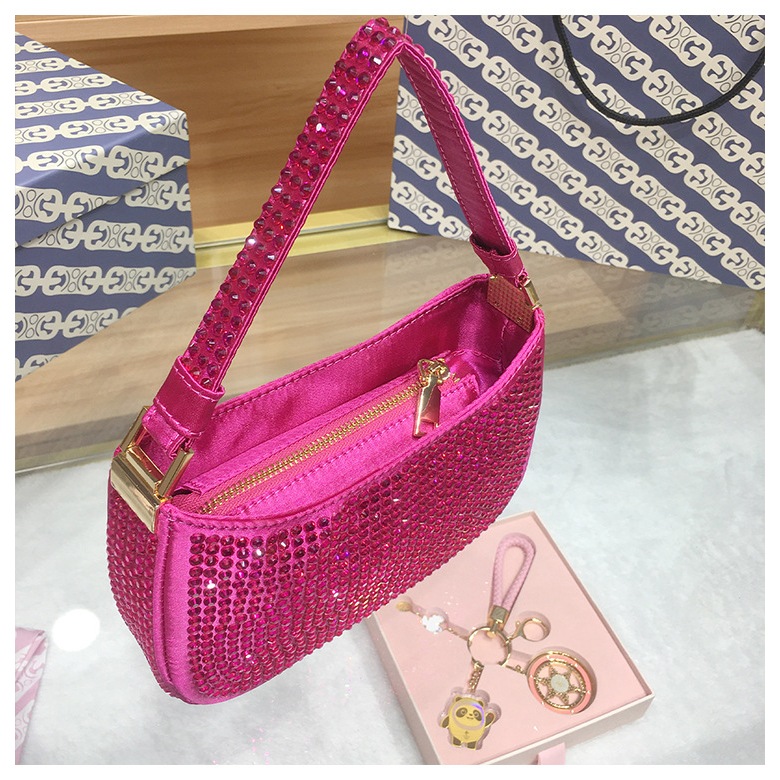 Túi Xách Đeo Vai Vải satin Đính Kim Cương Giả Lấp Lánh Sang Trọng Cho Nữ