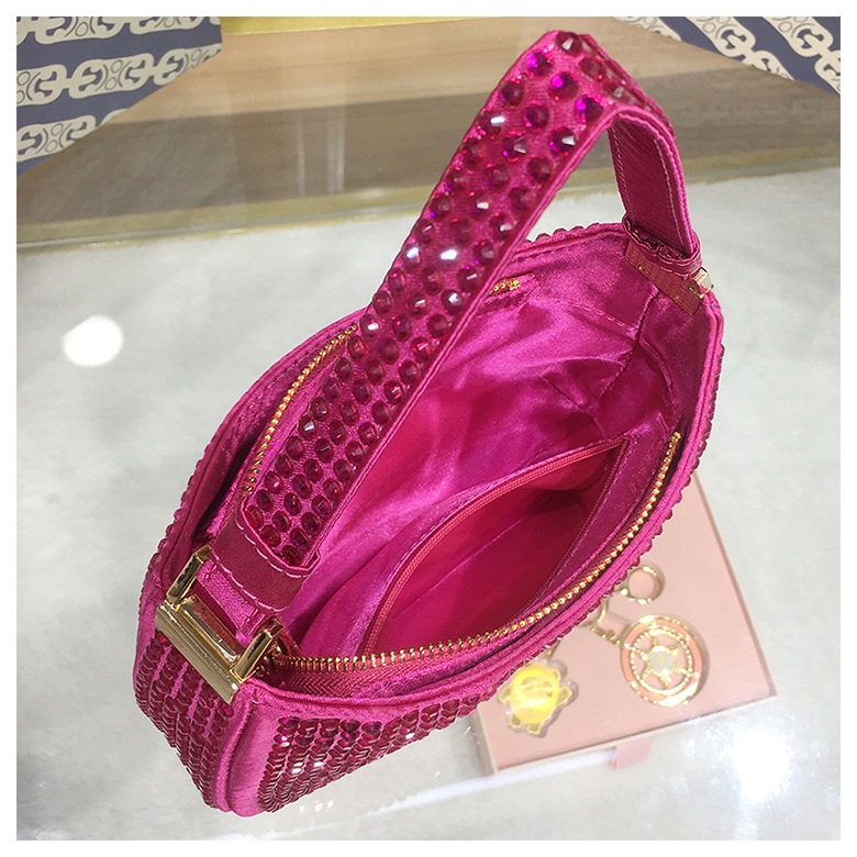 Túi Xách Đeo Vai Vải satin Đính Kim Cương Giả Lấp Lánh Sang Trọng Cho Nữ