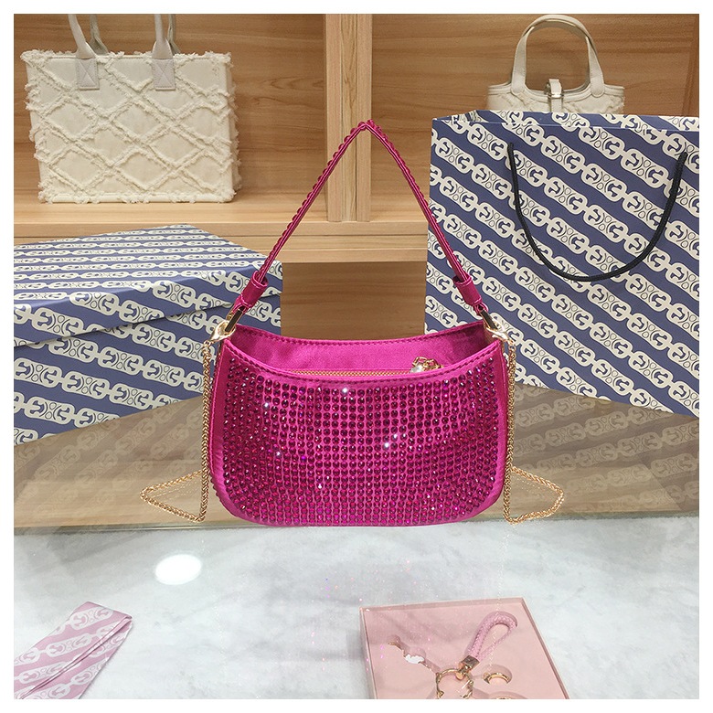 Túi Xách Đeo Vai Vải satin Đính Kim Cương Giả Lấp Lánh Sang Trọng Cho Nữ