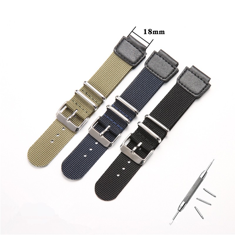 Dây đeo Nylon 18MM cho AE-1200WH 1300WH SGW-300 AQ-S810W Dây đeo đồng hồ Phụ kiện thay thế Vòng đeo 
