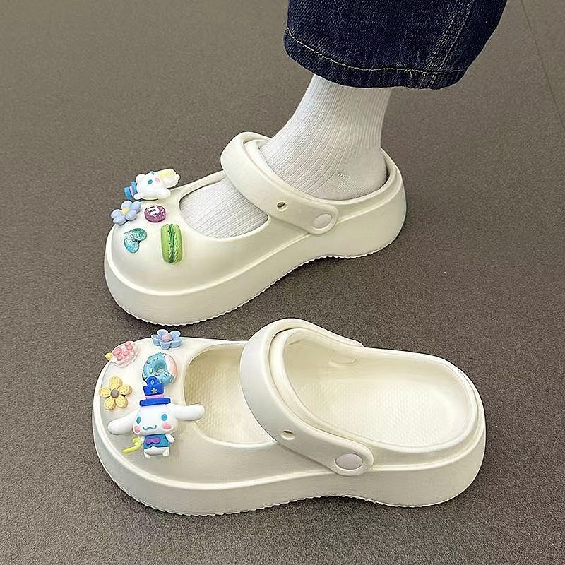 Muchao Dép Sandal Đế Bằng Dày Dặn Thắt Nơ Xinh Xắn Thời Trang Cho Nữ