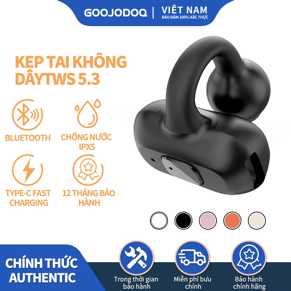 Goojodoq tws 5.3 Tai Nghe bluetooth Không Dây Kẹp Tai Hỗ Trợ Kết Nối Hệ Điều Hành android iphone