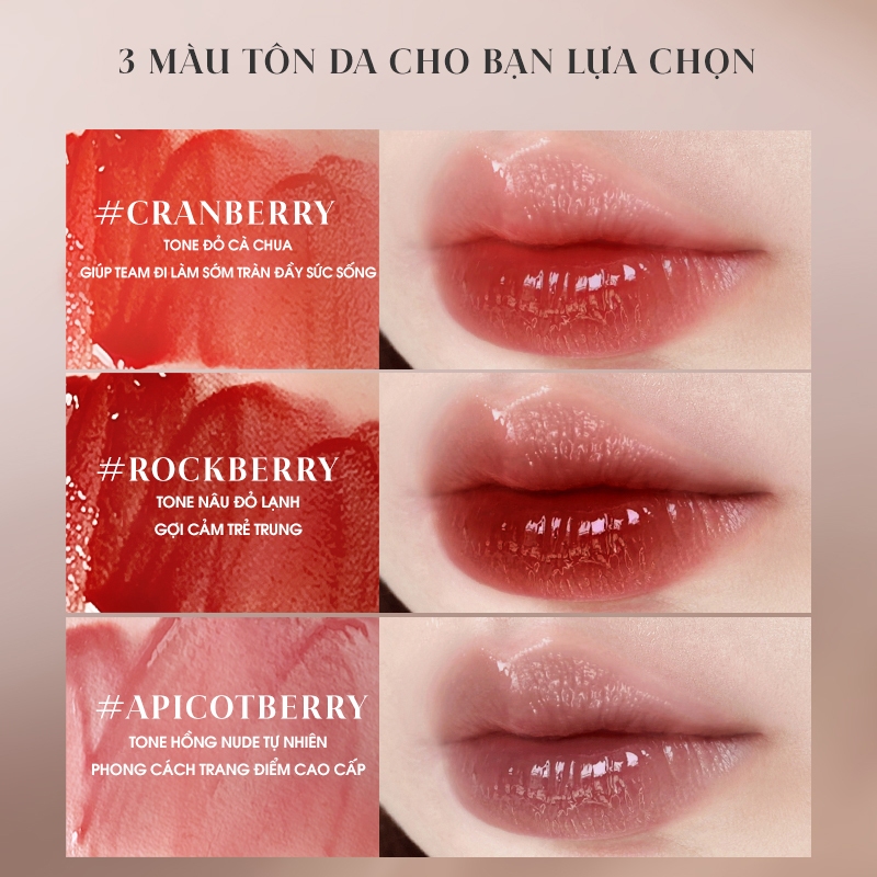 Son tint bóng MEIKING dâu tây bền màu lâu trôi dưỡng ẩm cho môi