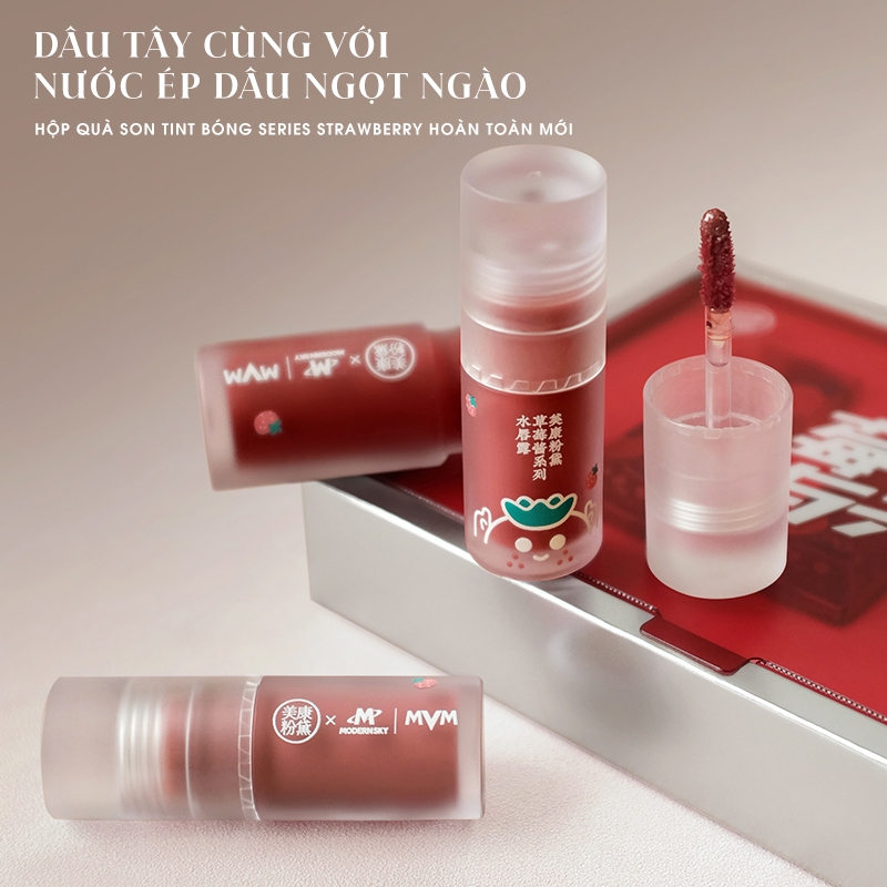 Son tint bóng MEIKING dâu tây bền màu lâu trôi dưỡng ẩm cho môi
