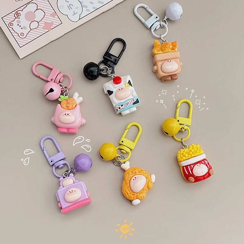 🎀 yakult 🎀Móc Khóa Hình Thức Ăn Quái Vật Có Chuông Dễ Thương Làm Quà Tặng Cho Học Sinh / Cặp Đôi / Bạn