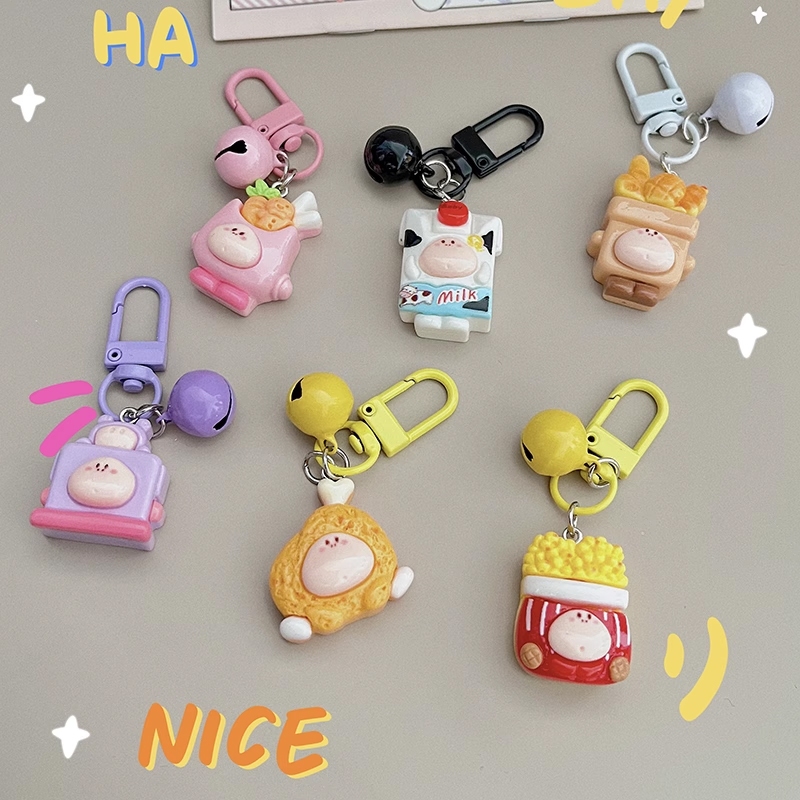 🎀 yakult 🎀Móc Khóa Hình Thức Ăn Quái Vật Có Chuông Dễ Thương Làm Quà Tặng Cho Học Sinh / Cặp Đôi / Bạn