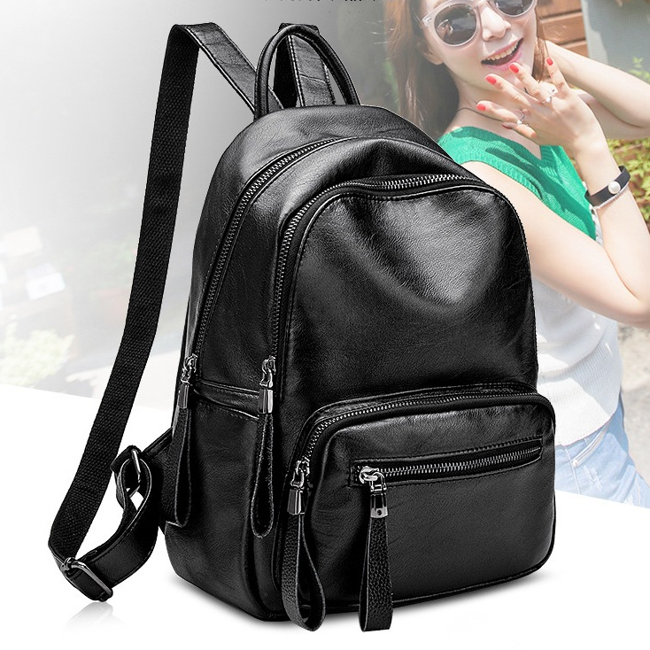 ICONZERO Ba lô da nữ thời trang ba lô da mềm 4 màu có sẵn small mini backpack