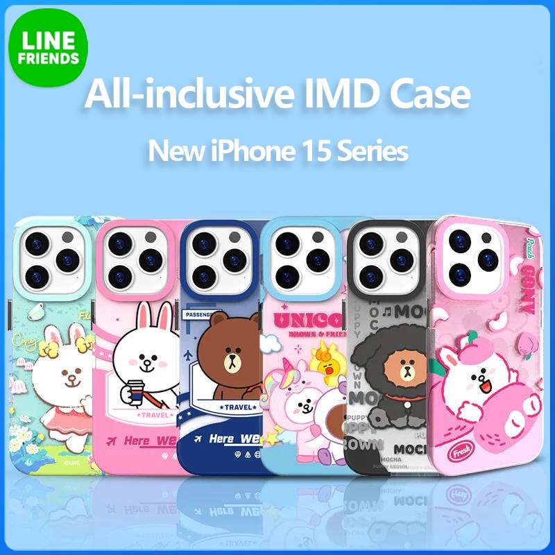 LINE FRIENDS 2023 IMD Case cho iPhone 15 Pro Max 15 Pro 15 Plus 15 Vỏ bảo vệ hai lớp IMD chống va đập trọn gói