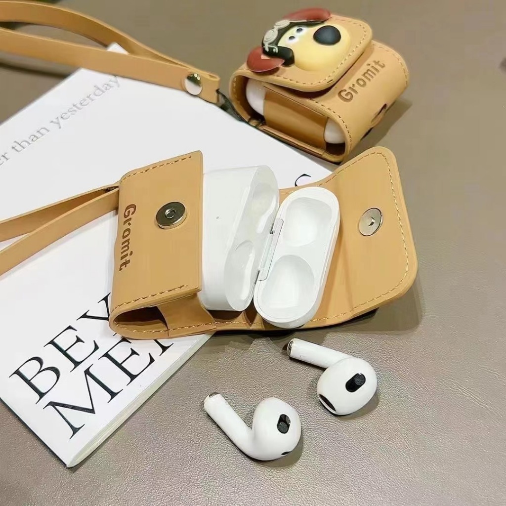 Dễ Thương Vỏ Bảo Vệ Hộp Sạc Tai Nghe airpods 1 2 3 pro Hình Chú Chó Phi Công Hoạt Hình 3d Bằng Da Mềm