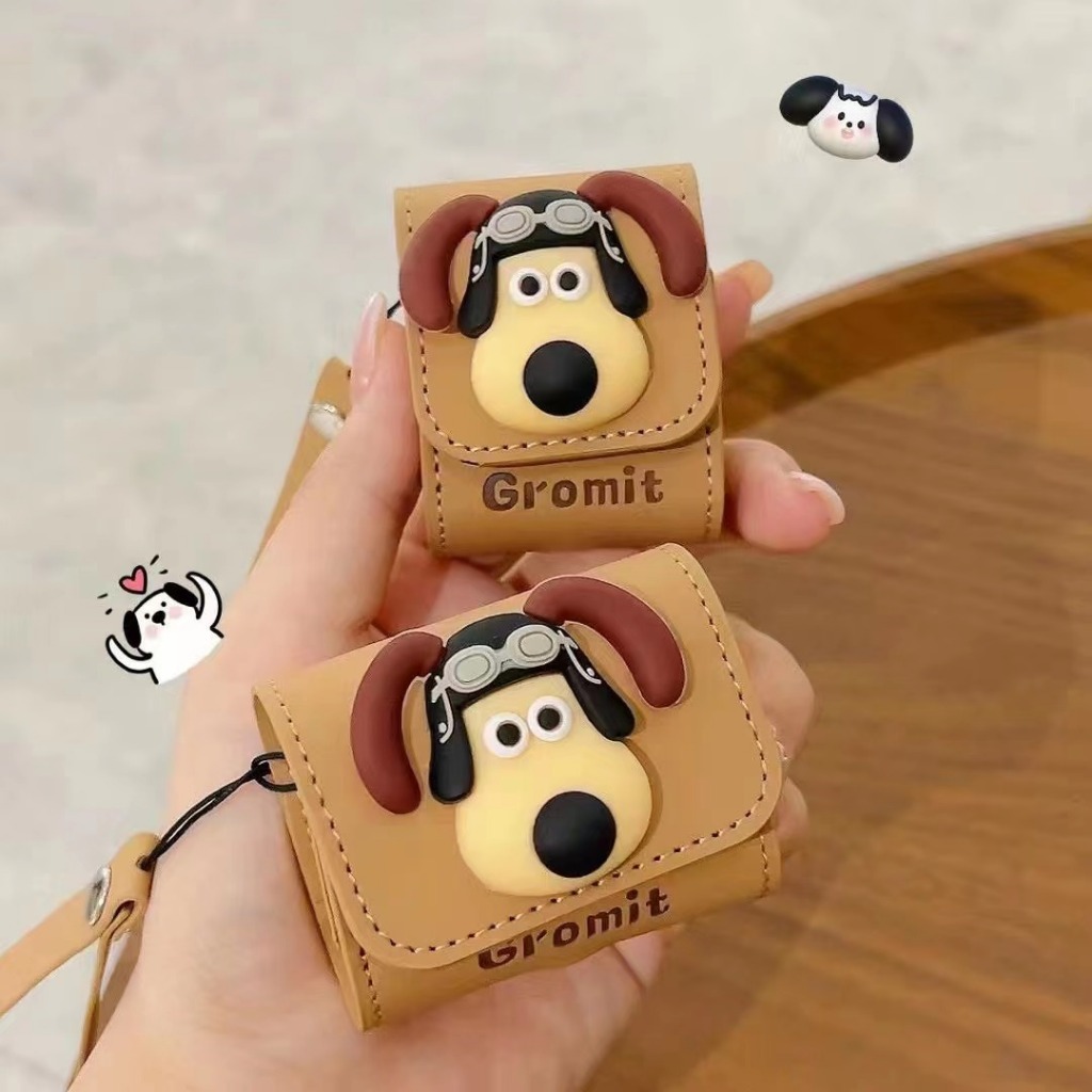 Dễ Thương Vỏ Bảo Vệ Hộp Sạc Tai Nghe airpods 1 2 3 pro Hình Chú Chó Phi Công Hoạt Hình 3d Bằng Da Mềm