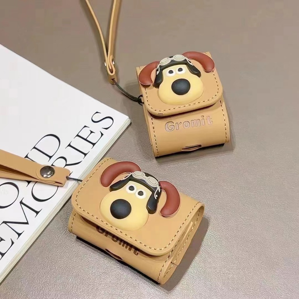 Dễ Thương Vỏ Bảo Vệ Hộp Sạc Tai Nghe airpods 1 2 3 pro Hình Chú Chó Phi Công Hoạt Hình 3d Bằng Da Mềm